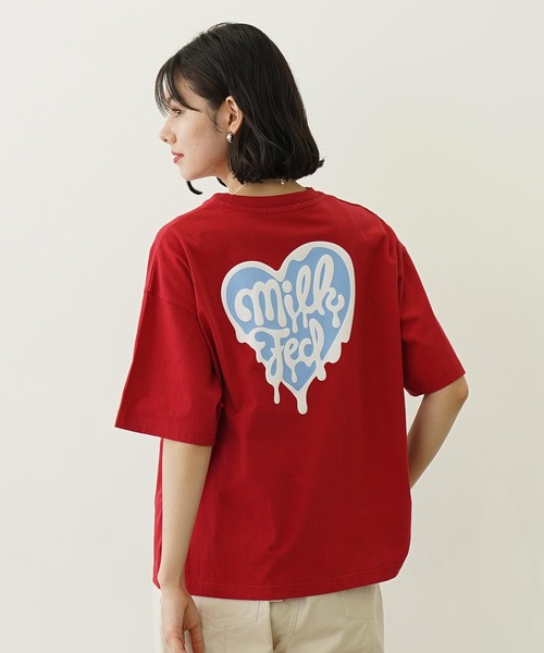 MILKFED.（ミルクフェド）の「MELTY HEART FOAM PRINT WIDE S/S TEE（Tシャツ/カットソー・レディース・レッド/ブラウン/ホワイト/ブラック・L/M）」の5枚目の写真