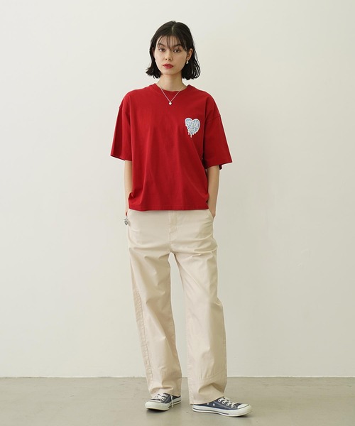 MILKFED.（ミルクフェド）の「MELTY HEART FOAM PRINT WIDE S/S TEE（Tシャツ/カットソー・レディース・レッド/ブラウン/ホワイト/ブラック・L/M）」の8枚目の写真