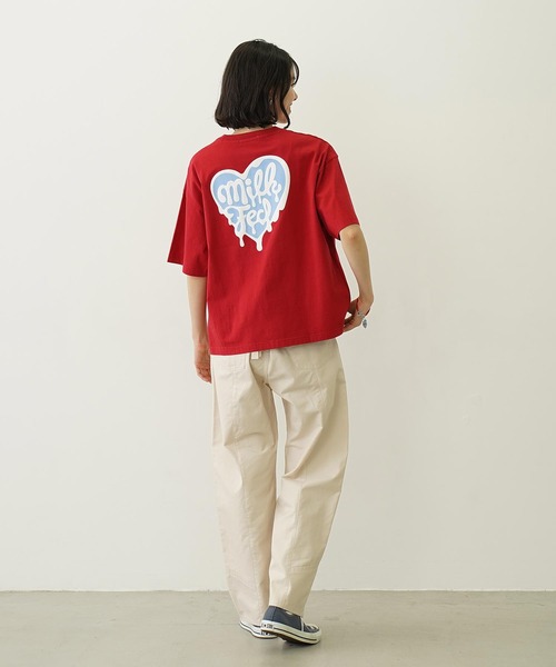 MILKFED.（ミルクフェド）の「MELTY HEART FOAM PRINT WIDE S/S TEE（Tシャツ/カットソー・レディース・レッド/ブラウン/ホワイト/ブラック・L/M）」の9枚目の写真