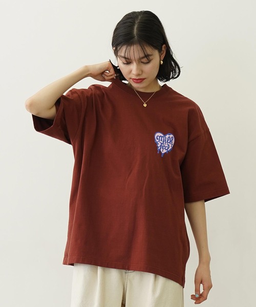 MILKFED.（ミルクフェド）の「MELTY HEART FOAM PRINT WIDE S/S TEE（Tシャツ/カットソー・レディース・レッド/ブラウン/ホワイト/ブラック・L/M）」の10枚目の写真