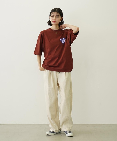 MILKFED.（ミルクフェド）の「MELTY HEART FOAM PRINT WIDE S/S TEE（Tシャツ/カットソー・レディース・レッド/ブラウン/ホワイト/ブラック・L/M）」の11枚目の写真