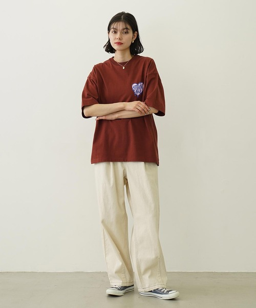 MILKFED.（ミルクフェド）の「MELTY HEART FOAM PRINT WIDE S/S TEE（Tシャツ/カットソー・レディース・レッド/ブラウン/ホワイト/ブラック・L/M）」の13枚目の写真