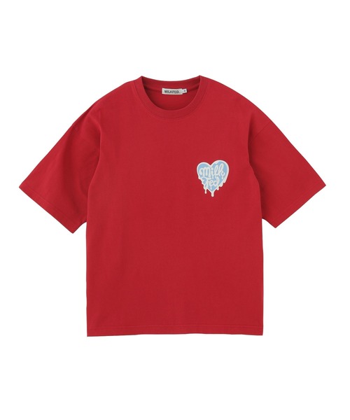 ミルクフェド MILKFED. メルティハートフォームプリント ワイドショートスリーブTシャツ 103252011006 SU25 MELTY HEART FOAM PRINT BLACK  正規取扱店 ミルクフェド MILKFED. メルティハートフォームプリント ワイド