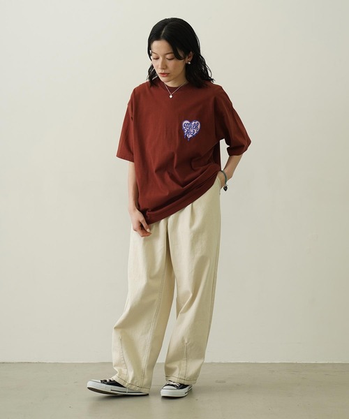 MILKFED.（ミルクフェド）の「MELTY HEART FOAM PRINT WIDE S/S TEE（Tシャツ/カットソー・レディース・レッド/ブラウン/ホワイト/ブラック・L/M）」の17枚目の写真