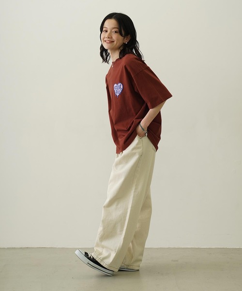 MILKFED.（ミルクフェド）の「MELTY HEART FOAM PRINT WIDE S/S TEE（Tシャツ/カットソー・レディース・レッド/ブラウン/ホワイト/ブラック・L/M）」の19枚目の写真