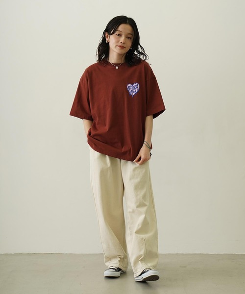 MILKFED.（ミルクフェド）の「MELTY HEART FOAM PRINT WIDE S/S TEE（Tシャツ/カットソー・レディース・レッド/ブラウン/ホワイト/ブラック・L/M）」の18枚目の写真
