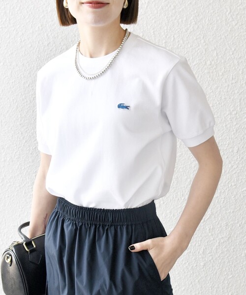 LACOSTE(ラコステ)の「【SHIPS any別注】LACOSTE:〈洗濯機可能〉PIQUE クルーネック Tシャツ 26SS(Tシャツ/カットソー・レディース・ライトグリーン/ホワイト/ネイビー/ベージュ・ONE SIZE)」の8枚目の写真