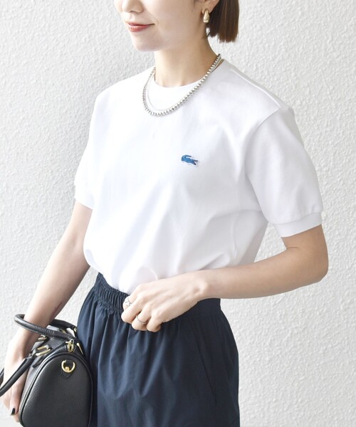 LACOSTE(ラコステ)の「【SHIPS any別注】LACOSTE:〈洗濯機可能〉PIQUE クルーネック Tシャツ 26SS(Tシャツ/カットソー・レディース・ライトグリーン/ホワイト/ネイビー/ベージュ・ONE SIZE)」の9枚目の写真