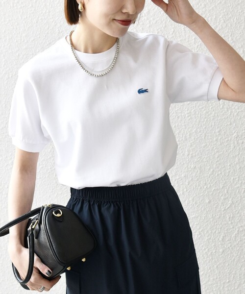 LACOSTE(ラコステ)の「【SHIPS any別注】LACOSTE:〈洗濯機可能〉PIQUE クルーネック Tシャツ 26SS(Tシャツ/カットソー・レディース・ライトグリーン/ホワイト/ネイビー/ベージュ・ONE SIZE)」の13枚目の写真