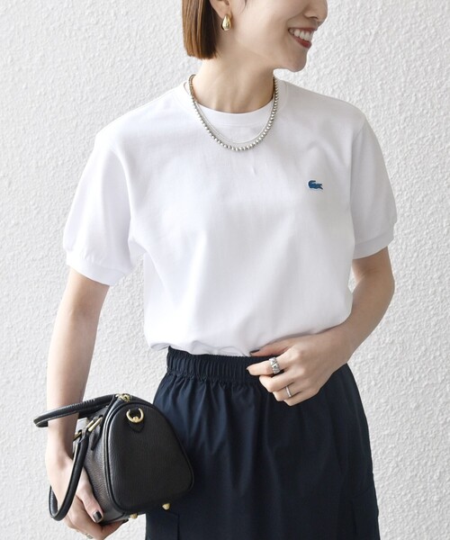 LACOSTE(ラコステ)の「【SHIPS any別注】LACOSTE:〈洗濯機可能〉PIQUE クルーネック Tシャツ 26SS(Tシャツ/カットソー・レディース・ライトグリーン/ホワイト/ネイビー/ベージュ・ONE SIZE)」の14枚目の写真