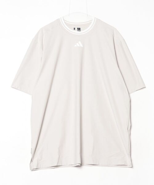 【adidas GOLF/アディダス】Vネック ツイストニット半袖シャツ・L黄色 セール】ツイストニット オーバーサイズ 半袖ポロ【adidas Golf