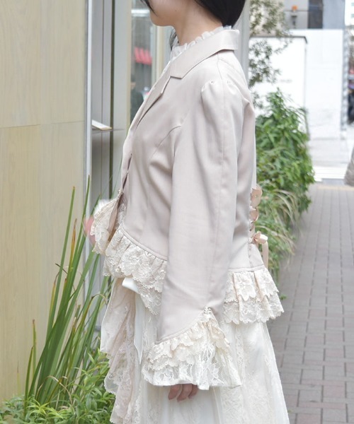 セール】レースフリル編上ジャケット（テーラードジャケット