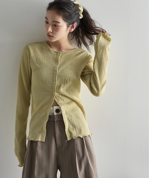 TRUSSARDI 売れ筋商品|||トラサルディ カーディガン アウター レディース Cardigans Brown 刺繍プリントニットカーディガンVネックレースセーター ショート