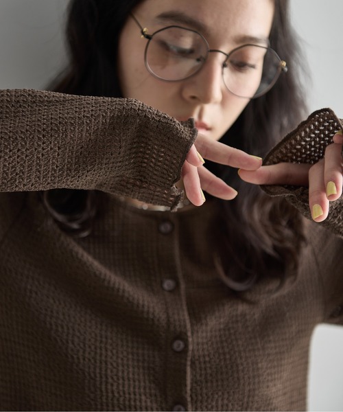 THE YOn(ザヨン)の「2WAYリップルジャガードサマーカーディガン(Tシャツ/カットソー・レディース・アイボリー/ライム/ブラウン/ミント・FREE)」の6枚目の写真