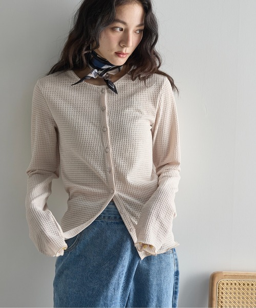 THE YOn(ザヨン)の「2WAYリップルジャガードサマーカーディガン(Tシャツ/カットソー・レディース・アイボリー/ライム/ブラウン/ミント・FREE)」の19枚目の写真