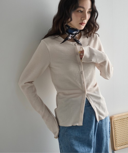 THE YOn(ザヨン)の「2WAYリップルジャガードサマーカーディガン(Tシャツ/カットソー・レディース・アイボリー/ライム/ブラウン/ミント・FREE)」の18枚目の写真