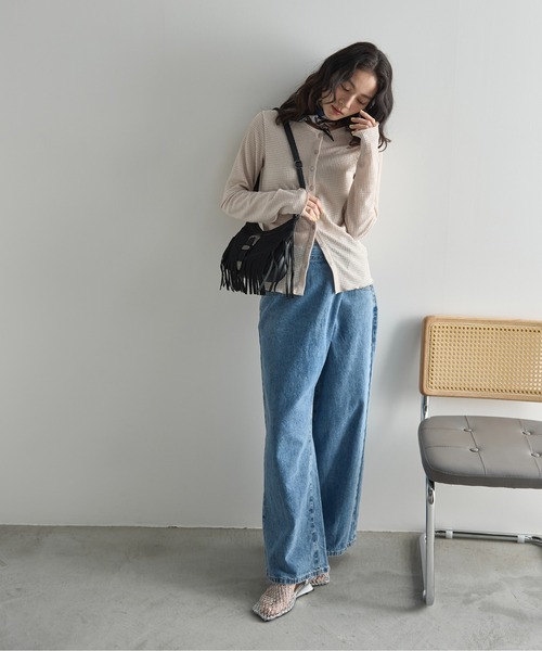 THE YOn(ザヨン)の「2WAYリップルジャガードサマーカーディガン(Tシャツ/カットソー・レディース・アイボリー/ライム/ブラウン/ミント・FREE)」の14枚目の写真