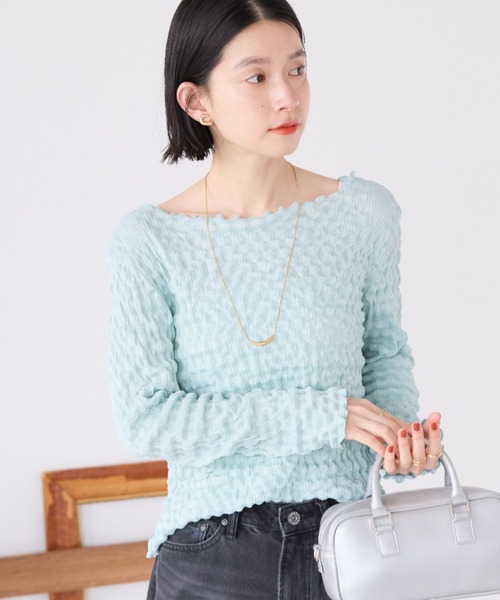 AMERICAN HOLIC(アメリカンホリック)の「ぽこぽこカットプルオーバー(Tシャツ/カットソー・レディース・ライトイエロー/ブルーグリーン/アイボリー/ブラック・L/M)」の3枚目の写真