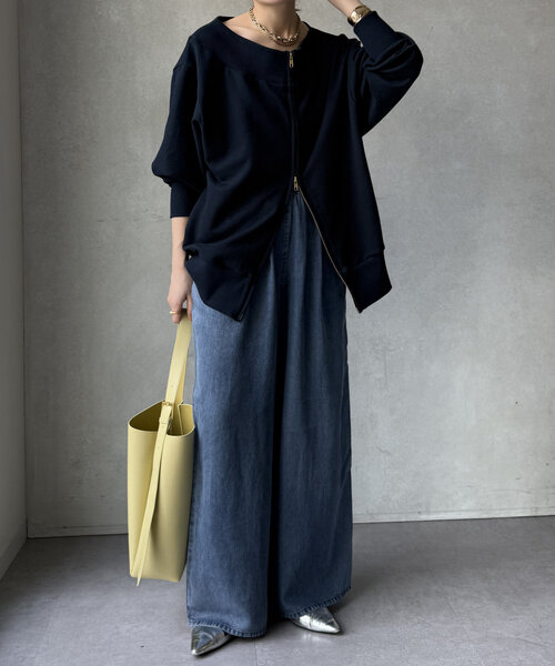 DouDou（ドゥドゥ）の「リヨセルワイドデニム（デニムパンツ・レディース・ブルー/サックスブルー・FREE/TM）」の19枚目の写真