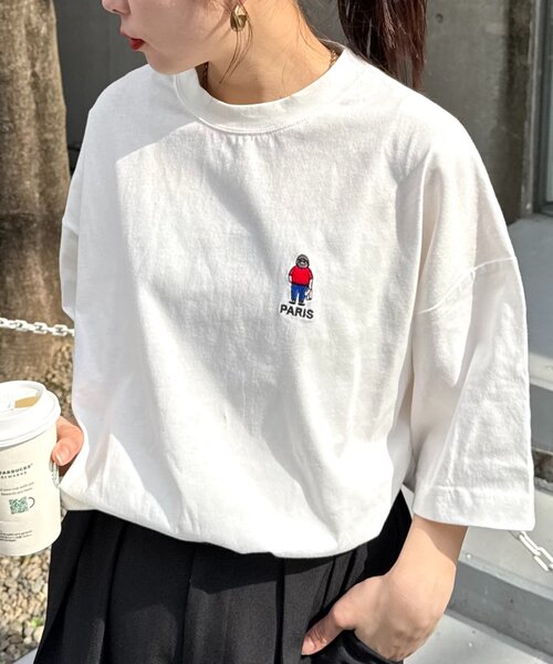 CIAOPANIC TYPY（チャオパニックティピー）の「【ojisan】ユニセックスワンポイントサガラ刺繍半袖Tee（Tシャツ/カットソー・レディース・イエロー/ホワイト系その他/ホワイト/チャコールグレー/グレー/ブラック系その他/ホワイト系その他2/グリーン系その他・LARGE/MEDIUM）」の9枚目の写真