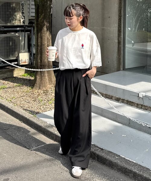 CIAOPANIC TYPY（チャオパニックティピー）の「【ojisan】ユニセックスワンポイントサガラ刺繍半袖Tee（Tシャツ/カットソー・レディース・イエロー/ホワイト系その他/ホワイト/チャコールグレー/グレー/ブラック系その他/ホワイト系その他2/グリーン系その他・LARGE/MEDIUM）」の10枚目の写真