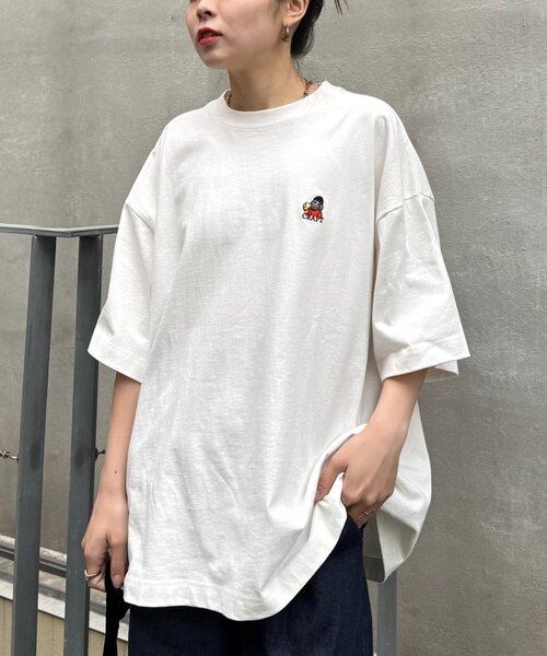 CIAOPANIC TYPY（チャオパニックティピー）の「【ojisan】ユニセックスワンポイントサガラ刺繍半袖Tee（Tシャツ/カットソー・レディース・イエロー/ホワイト系その他/ホワイト/チャコールグレー/グレー/ブラック系その他/ホワイト系その他2/グリーン系その他・LARGE/MEDIUM）」の18枚目の写真