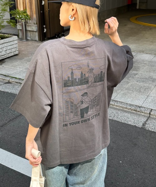 CIAOPANIC TYPY（チャオパニックティピー）の「【ojisan】ユニセックスワンポイントサガラ刺繍半袖Tee（Tシャツ/カットソー・レディース・イエロー/ホワイト系その他/ホワイト/チャコールグレー/グレー/ブラック系その他/ホワイト系その他2/グリーン系その他・LARGE/MEDIUM）」の6枚目の写真