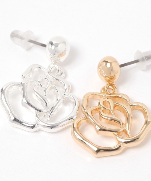 niko and...（ニコアンド）の「バラモチーフピアス（ピアス（両耳用）・レディース・グレー/イエロー・0）」の4枚目の写真