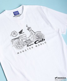 HONDA × MONSTER WORLD プリント ワンポイント刺繍 半袖Tシャツ