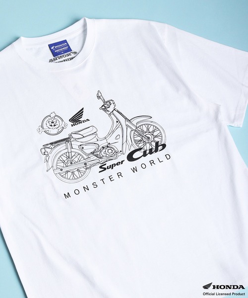 WESTSEA(ウエストシー)の「HONDA × MONSTER WORLD プリント ワンポイント刺繍 半袖Tシャツ(Tシャツ/カットソー・メンズ・ホワイト/ブラック系その他/ブラック/ホワイト系その他・M/L)」の1枚目の写真
