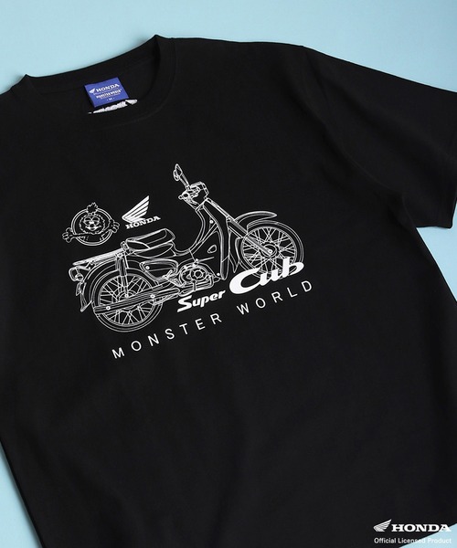 WESTSEA(ウエストシー)の「HONDA × MONSTER WORLD プリント ワンポイント刺繍 半袖Tシャツ(Tシャツ/カットソー・メンズ・ホワイト/ブラック系その他/ブラック/ホワイト系その他・M/L)」の3枚目の写真