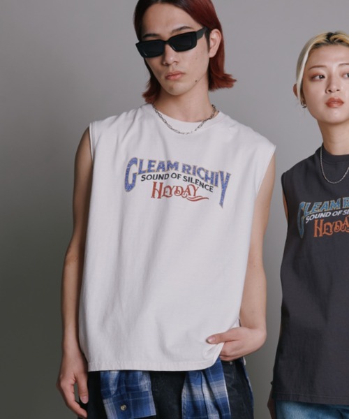 POWER TO THE PEOPLE（パワートゥーザピープル）の「POWER TO THE PEOPLE/パワートゥザピープル ヴィンテージ古着ライク フロント バックプリント ノースリーブTシャツ レディース メンズ トップス（Tシャツ/カットソー・レディース・オフホワイト/ブラック/ブラック系その他/ブラック系その他2/グレー系その他/ホワイト系その他/グレー系その他2/チャコール/ホワイト系その他2・LL/L/M）」の2枚目の写真