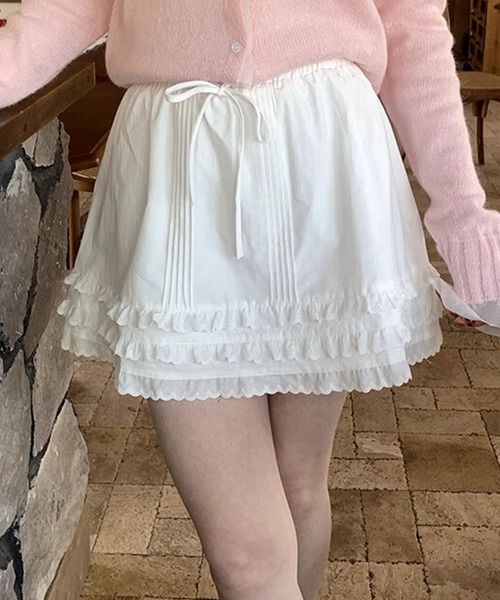 HOOK(フック)の「【HOOK】for girls レースフリルガーリースカート(スカート・レディース・ホワイト/ブラック・SMALL/MEDIUM/LARGE)」の16枚目の写真