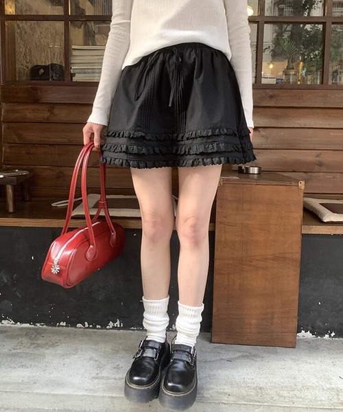 HOOK(フック)の「【HOOK】for girls レースフリルガーリースカート(スカート・レディース・ホワイト/ブラック・SMALL/MEDIUM/LARGE)」の7枚目の写真