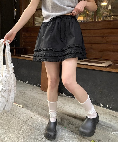 HOOK(フック)の「【HOOK】for girls レースフリルガーリースカート(スカート・レディース・ホワイト/ブラック・SMALL/MEDIUM/LARGE)」の8枚目の写真