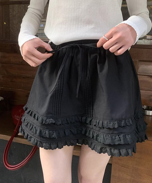 HOOK(フック)の「【HOOK】for girls レースフリルガーリースカート(スカート・レディース・ホワイト/ブラック・SMALL/MEDIUM/LARGE)」の13枚目の写真