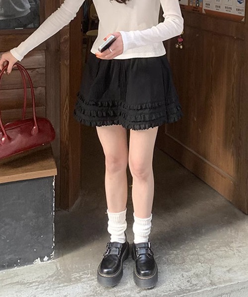 HOOK(フック)の「【HOOK】for girls レースフリルガーリースカート(スカート・レディース・ホワイト/ブラック・SMALL/MEDIUM/LARGE)」の10枚目の写真