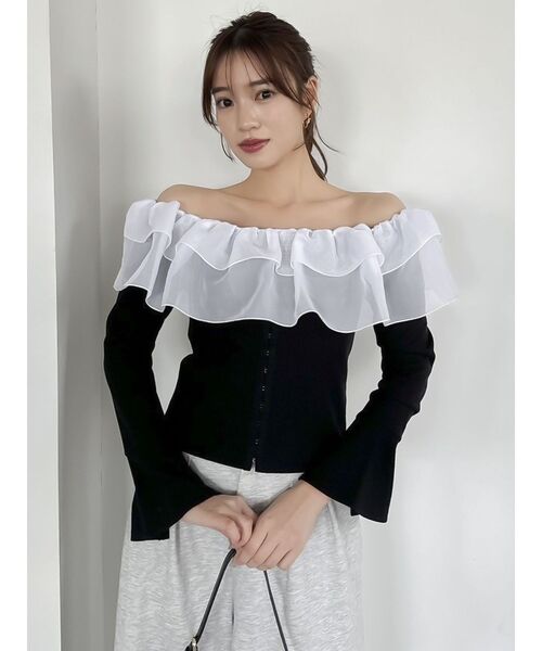 dazzlin ショルダーフリルカットトップス セール】ショルダーフリルカットトップス（Tシャツ/カットソー