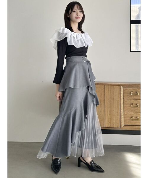 dazzlin（ダズリン）の「ショルダーフリルカットトップス（Tシャツ/カットソー・レディース・ピンク/ブラック/グレー/ブルー・FREE）」の14枚目の写真