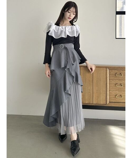 dazzlin（ダズリン）の「ショルダーフリルカットトップス（Tシャツ/カットソー・レディース・ピンク/ブラック/グレー/ブルー・FREE）」の15枚目の写真