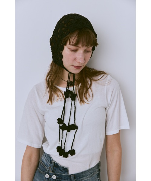 【sowhat vintage】REALTREE ピンク リアルツリー　ビーニー セール】クロシェフラワーニット帽（ニットキャップ/ビーニー