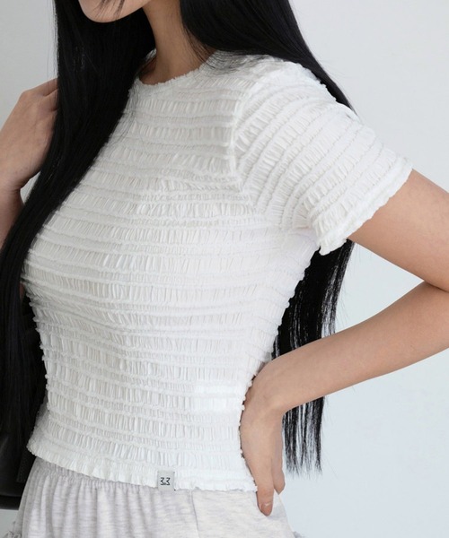 3.3 Field Trip （3.3フィールドトリップ）の「3.3 Field Trip／クロップＴ（Tシャツ/カットソー・レディース・ブラック/アイボリー・FREE）」の2枚目の写真