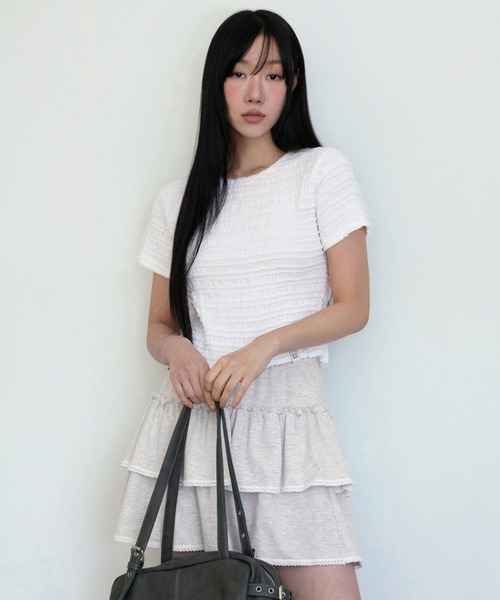 3.3 Field Trip （3.3フィールドトリップ）の「3.3 Field Trip／クロップＴ（Tシャツ/カットソー・レディース・ブラック/アイボリー・FREE）」の4枚目の写真