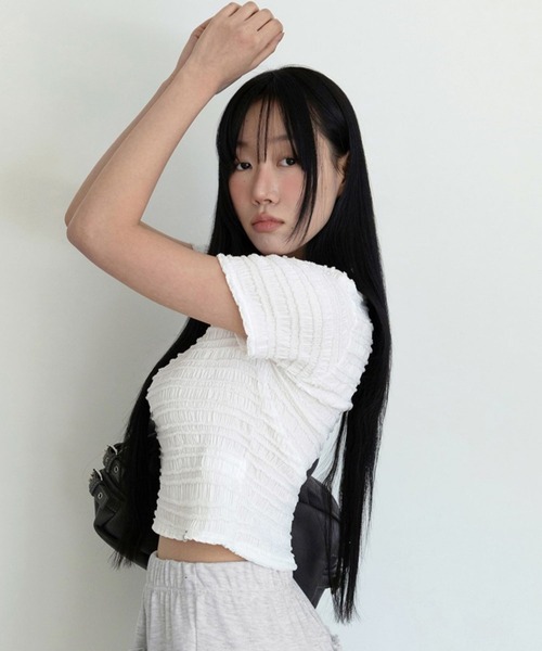 3.3 Field Trip （3.3フィールドトリップ）の「3.3 Field Trip／クロップＴ（Tシャツ/カットソー・レディース・ブラック/アイボリー・FREE）」の6枚目の写真