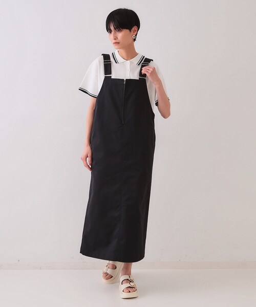 OPAQUE.CLIP（オペークドットクリップ）の「フロントZIPワークジャンスカ【洗濯機洗い可】（ワンピース・レディース・ブラック/ダークオリーブ・40/38）」の4枚目の写真