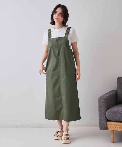 OPAQUE.CLIP（オペークドットクリップ）の「フロントZIPワークジャンスカ【洗濯機洗い可】（ワンピース・レディース・ブラック/ダークオリーブ・40/38）」の8枚目の写真