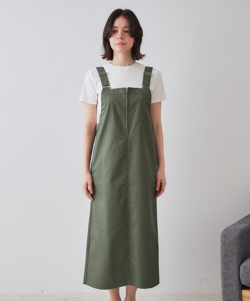 OPAQUE.CLIP（オペークドットクリップ）の「フロントZIPワークジャンスカ【洗濯機洗い可】（ワンピース・レディース・ブラック/ダークオリーブ・40/38）」の11枚目の写真