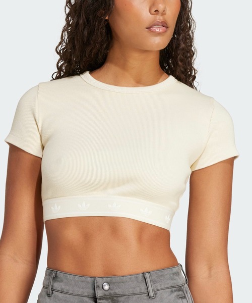 adidas（アディダス）の「リブ半袖トップ / アディダスオリジナルス adidas Originals（Tシャツ/カットソー・レディース・ホワイト/ブラック・SMALL/X-SMALL/XX-LARGE/X-LARGE/LARGE/MEDIUM）」の10枚目の写真