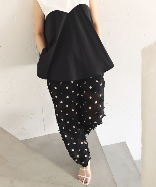 Spick & Span(スピックアンドスパン)の「《追加》crinkle crinkle crinkle 3D embroidery dot pants CC-2508(その他パンツ・レディース・ブラック・FREE)」の12枚目の写真