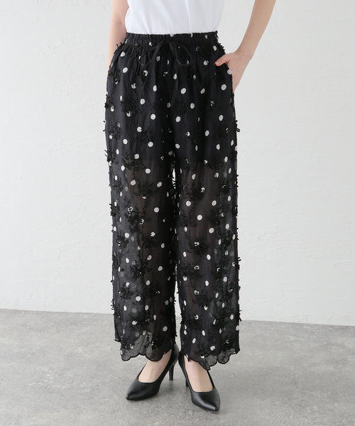 Spick & Span(スピックアンドスパン)の「《追加》crinkle crinkle crinkle 3D embroidery dot pants CC-2508(その他パンツ・レディース・ブラック・FREE)」の13枚目の写真